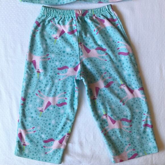 Carter's Toddler Girls Set of Pajamas Long Sleeve Button size 18M Unicorn Green - Picture 5 of 6